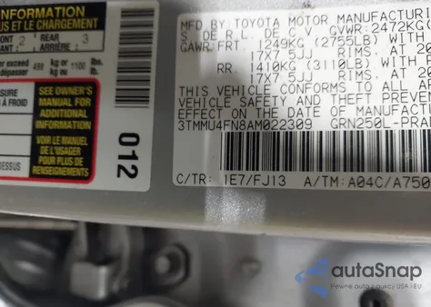 2010 Toyota Tacoma Base V6 z USA, uszkodzony, nr VIN 3TMMU4FN8AM022309